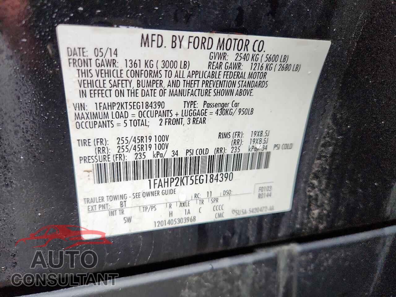 FORD TAURUS 2014 - 1FAHP2KT5EG184390