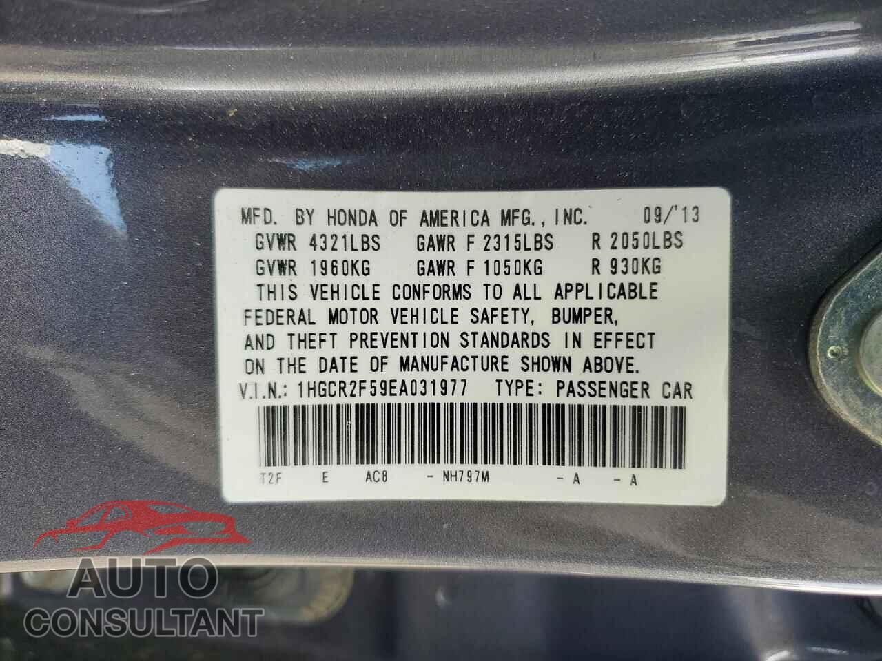 HONDA ACCORD 2014 - 1HGCR2F59EA031977