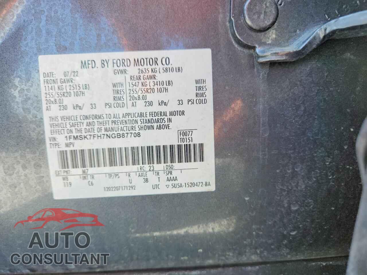 FORD EXPLORER 2022 - 1FMSK7FH7NGB87708