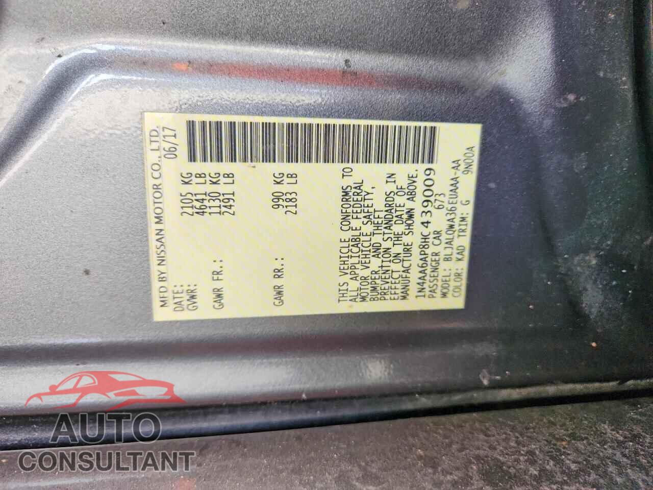 NISSAN MAXIMA 2017 - 1N4AA6AP8HC439009