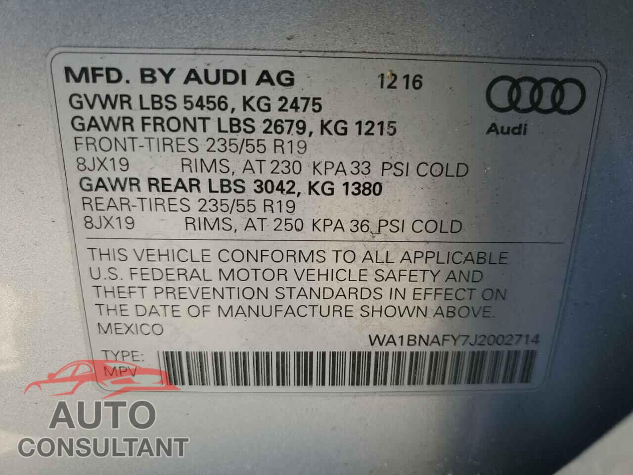 AUDI Q5 2018 - WA1BNAFY7J2002714