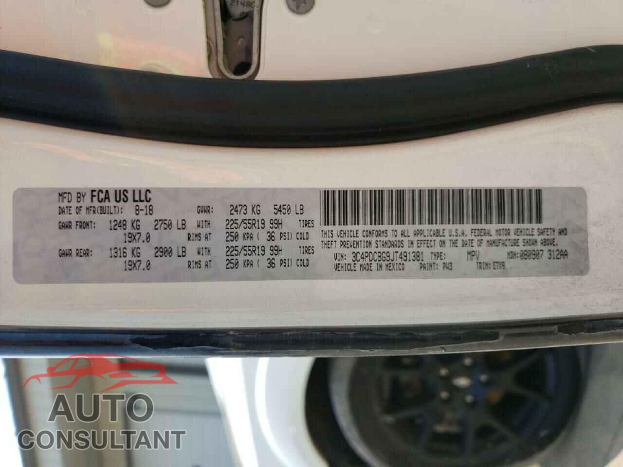 DODGE JOURNEY 2018 - 3C4PDCBG9JT491381