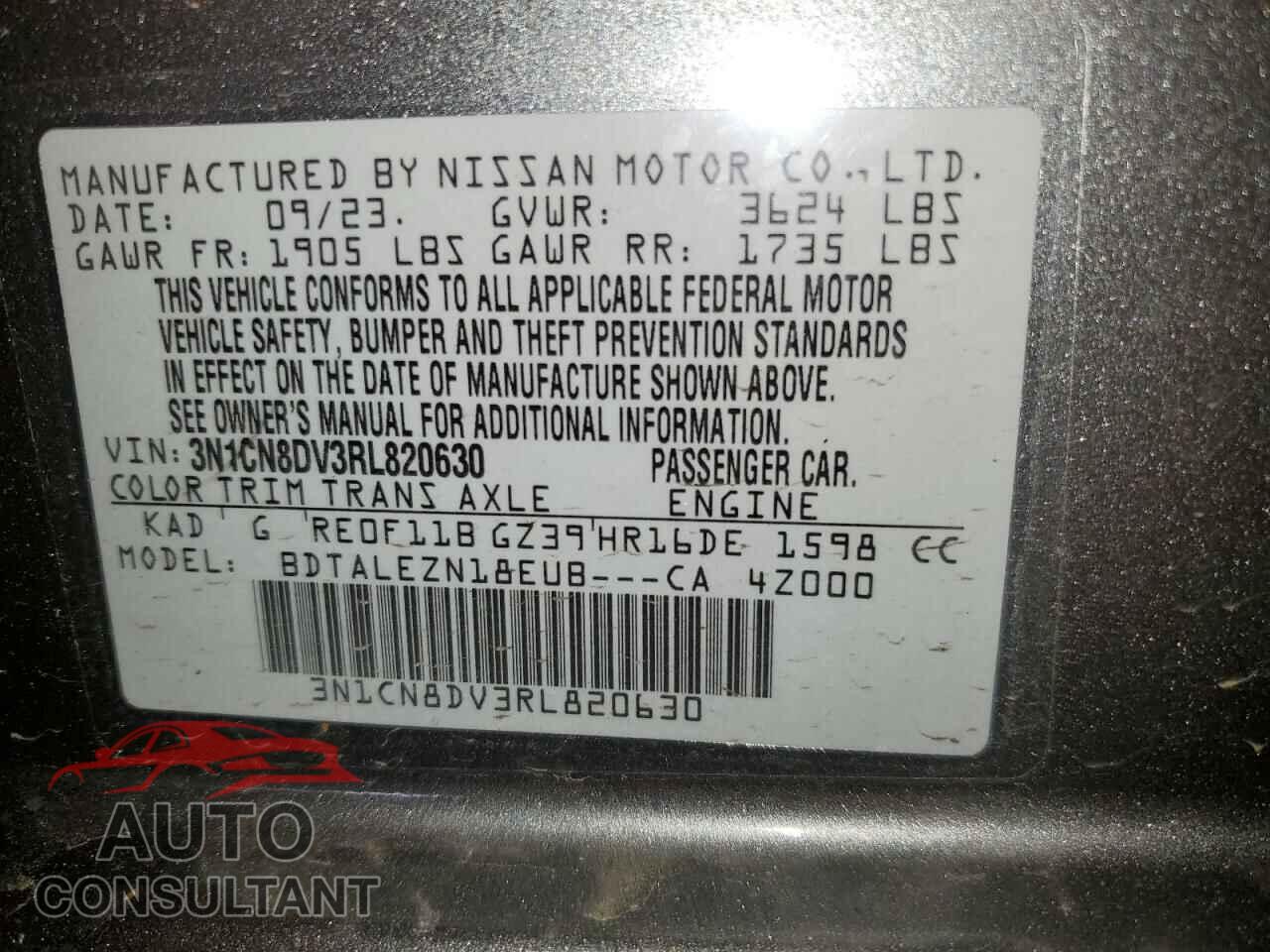 NISSAN VERSA 2024 - 3N1CN8DV3RL820630