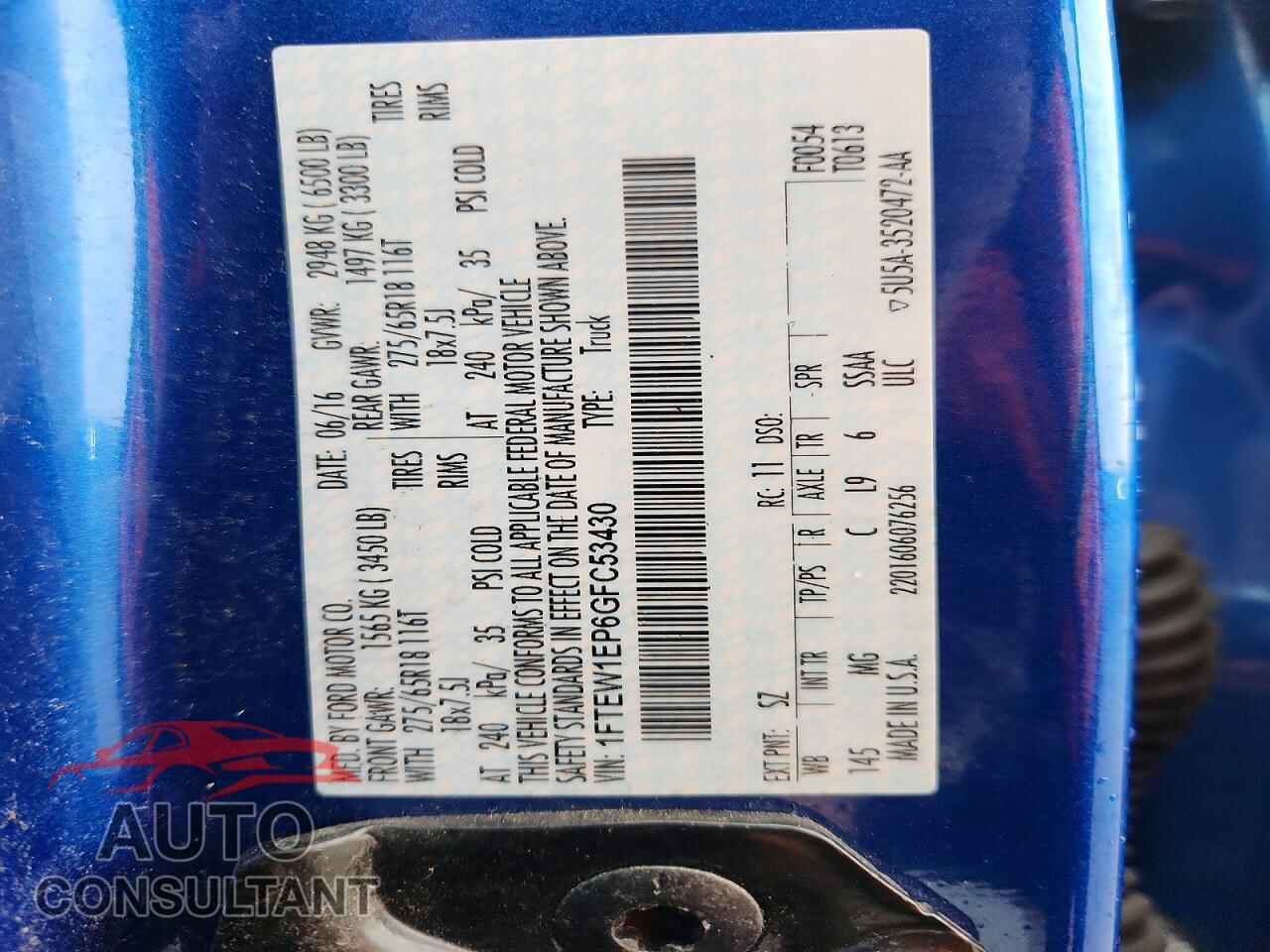 FORD F150 2016 - 1FTEW1EP6GFC53430