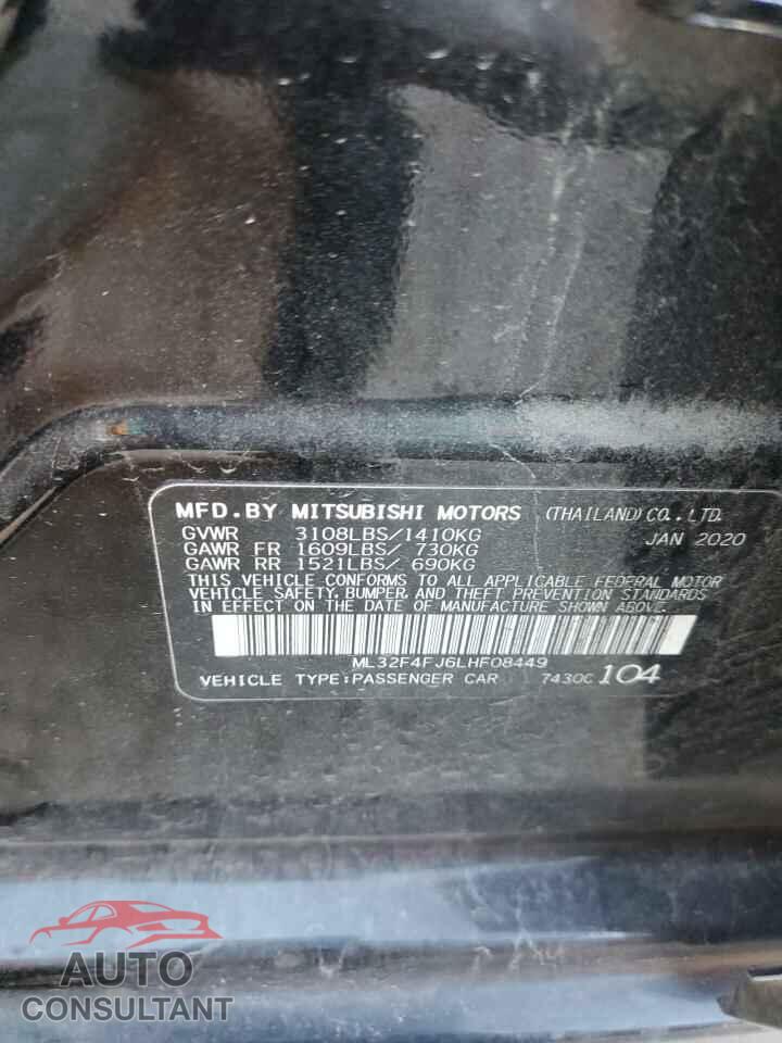 MITSUBISHI MIRAGE 2020 - ML32F4FJ6LHF08449
