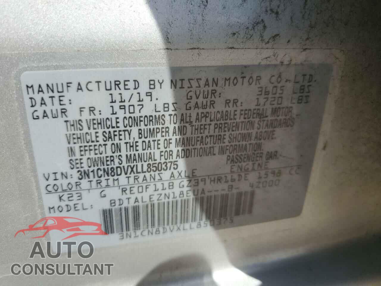 NISSAN VERSA 2020 - 3N1CN8DVXLL850375