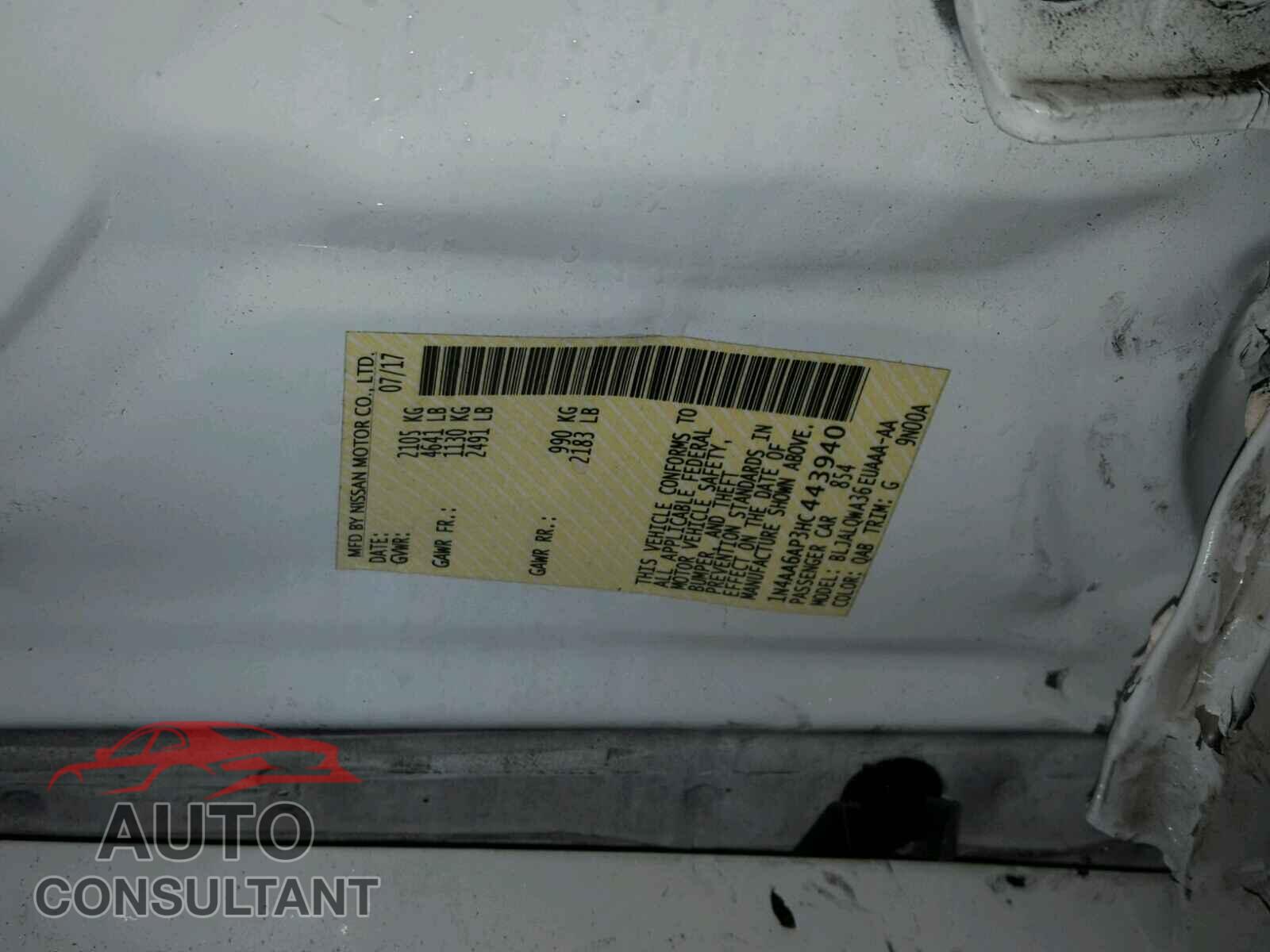 NISSAN MAXIMA 2017 - 1N4AA6AP3HC443940