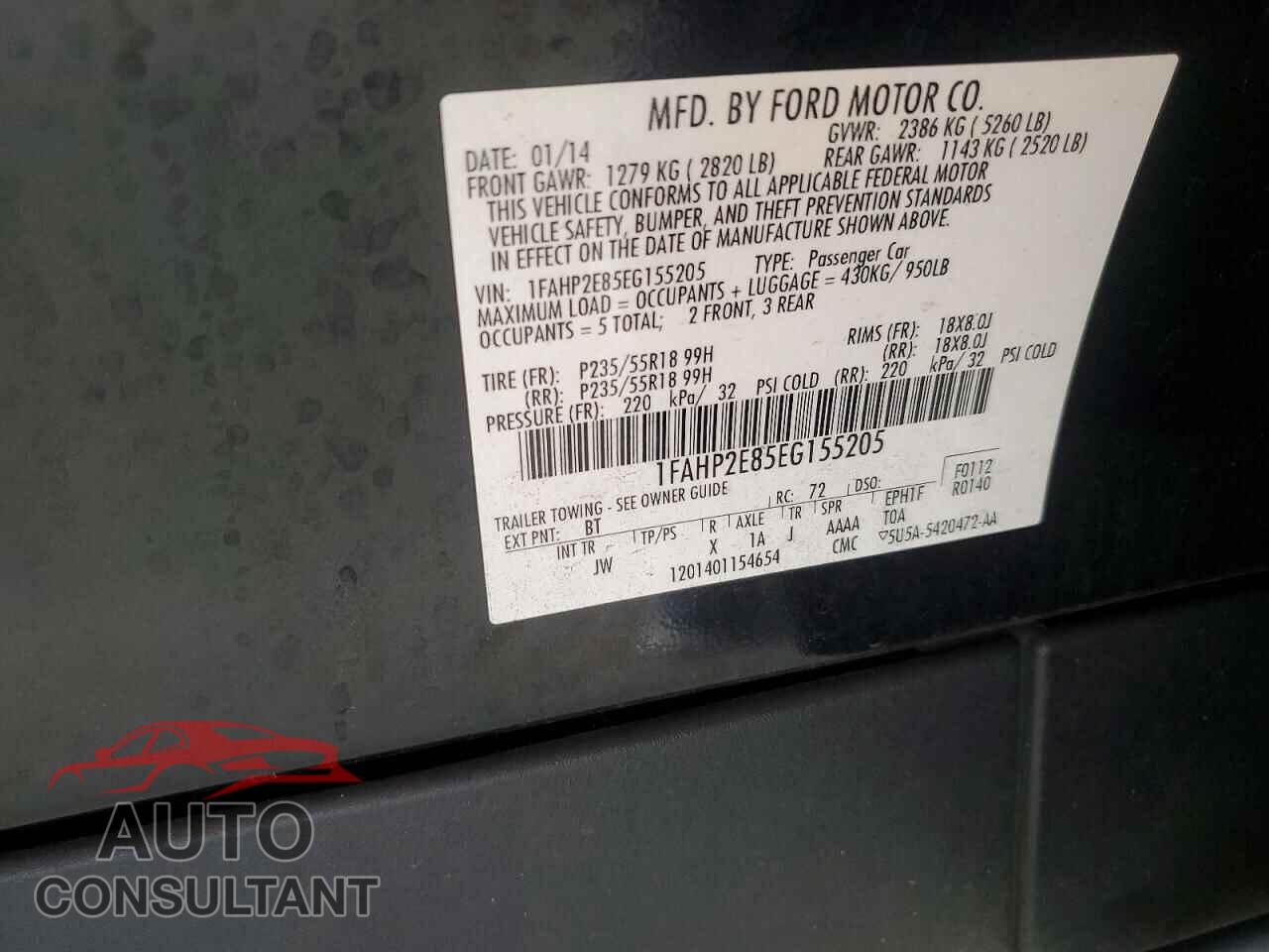 FORD TAURUS 2014 - 1FAHP2E85EG155205