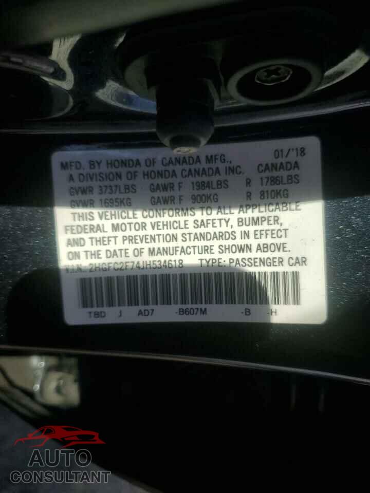 HONDA CIVIC 2018 - 2HGFC2F74JH534618