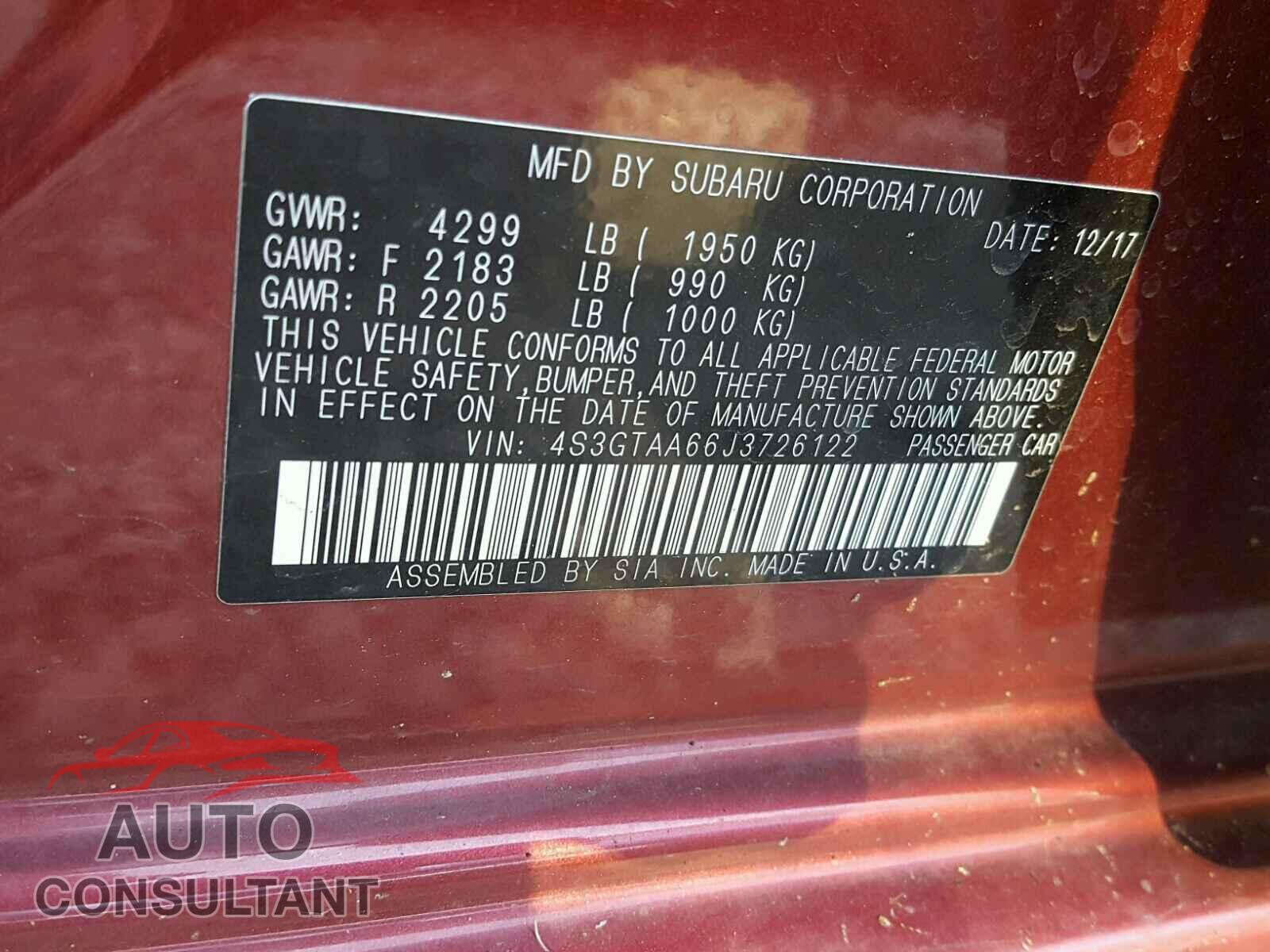 SUBARU IMPREZA 2018 - 4S3GTAA66J3726122