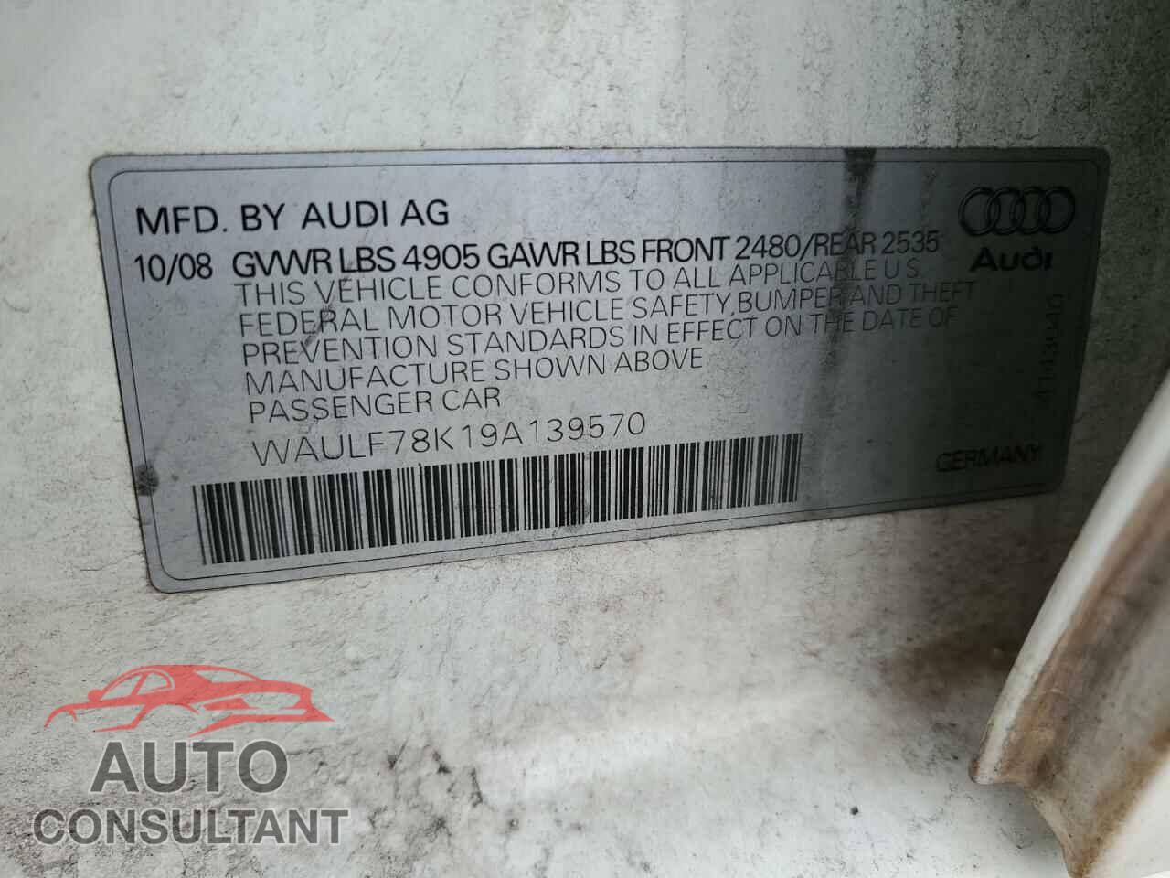 AUDI A4 2009 - WAULF78K19A139570