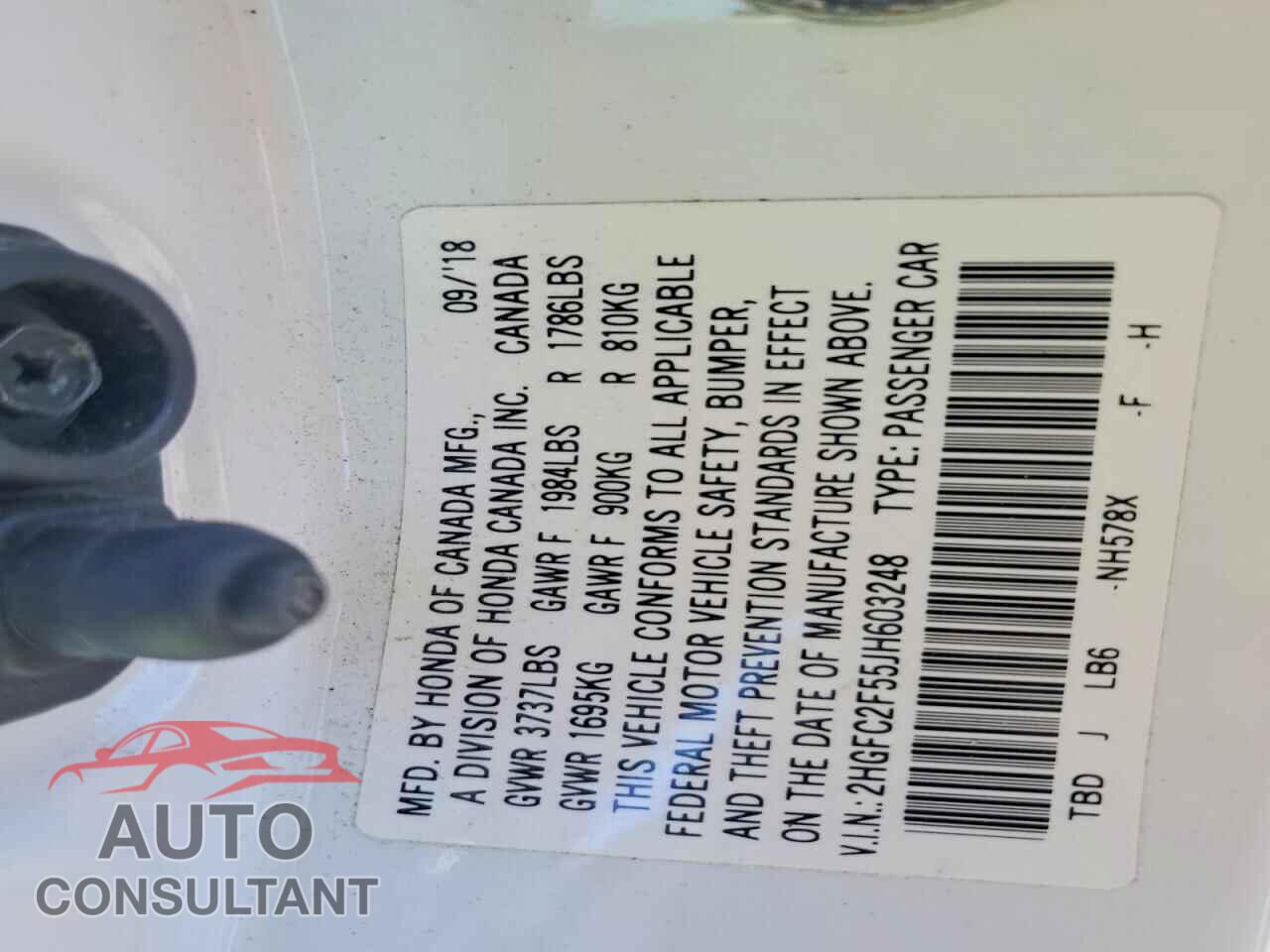 HONDA CIVIC 2018 - 2HGFC2F55JH603248