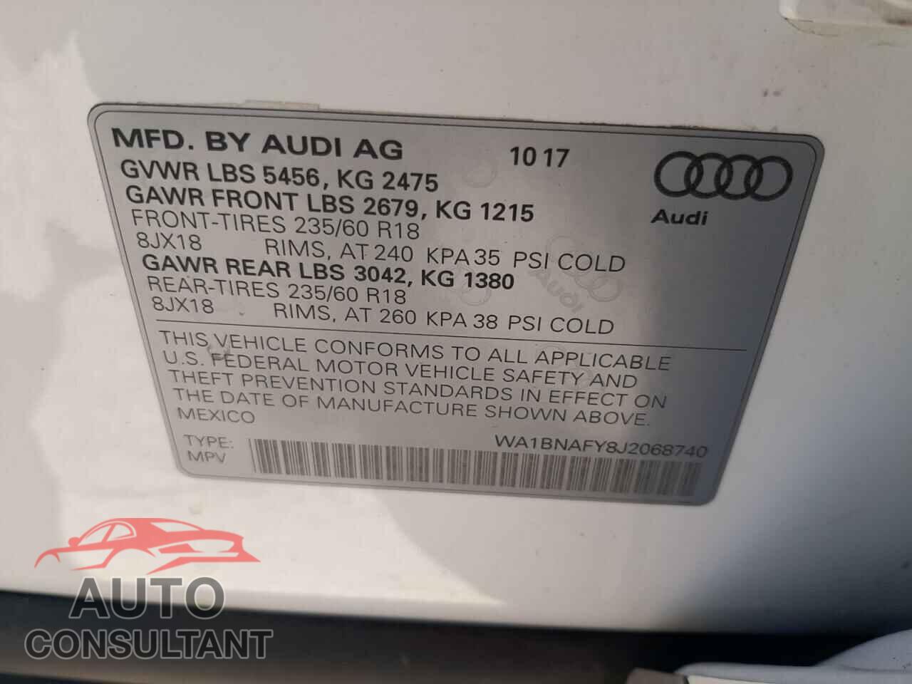 AUDI Q5 2018 - WA1BNAFY8J2068740