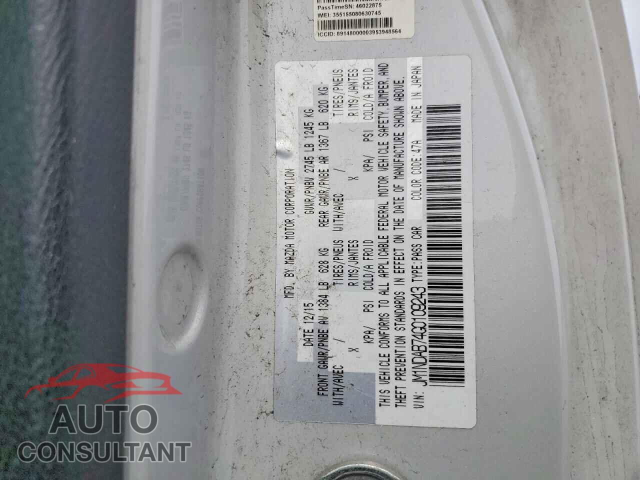 MAZDA MX5 2016 - JM1NDAB74G0109243