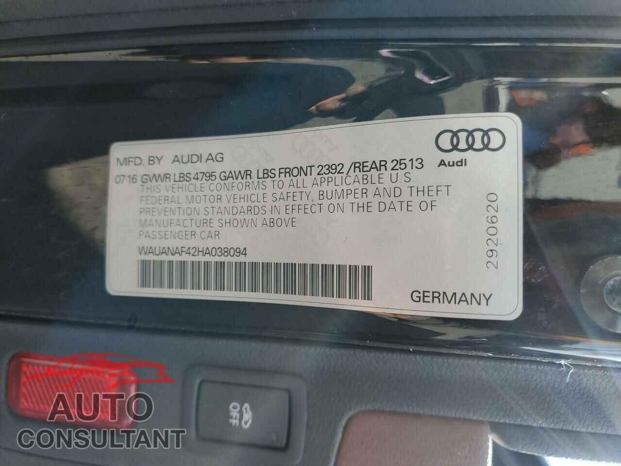 AUDI A4 2017 - WAUANAF42HA038094