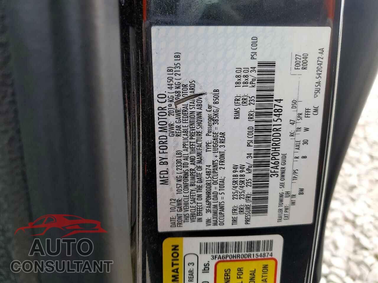 FORD FUSION 2013 - 3FA6P0HR0DR154874