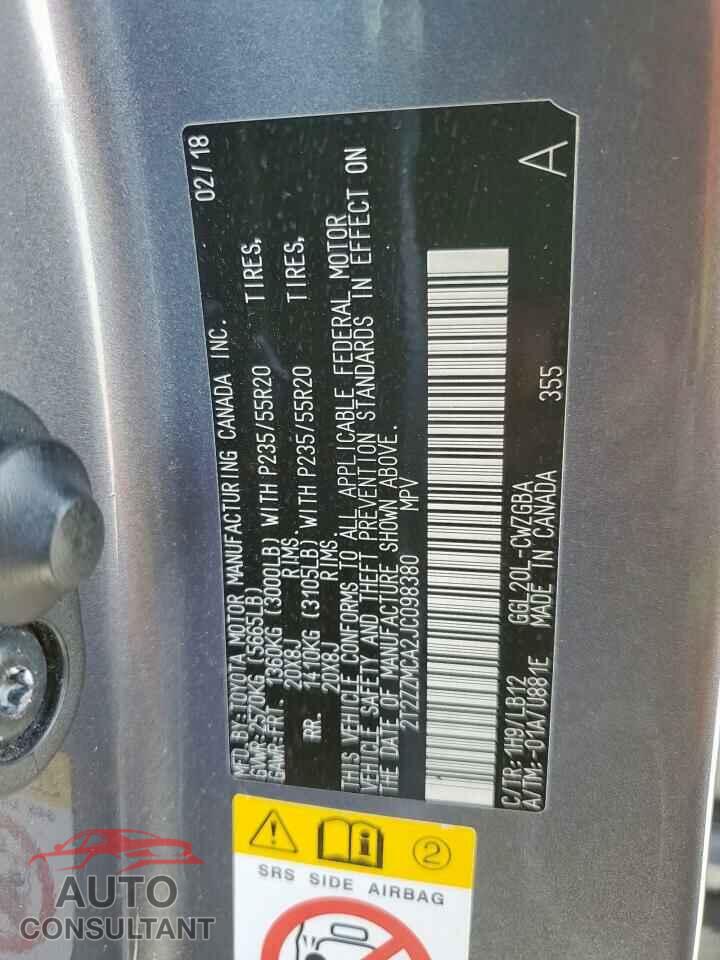 LEXUS RX350 2018 - 2T2ZZMCA2JC098380