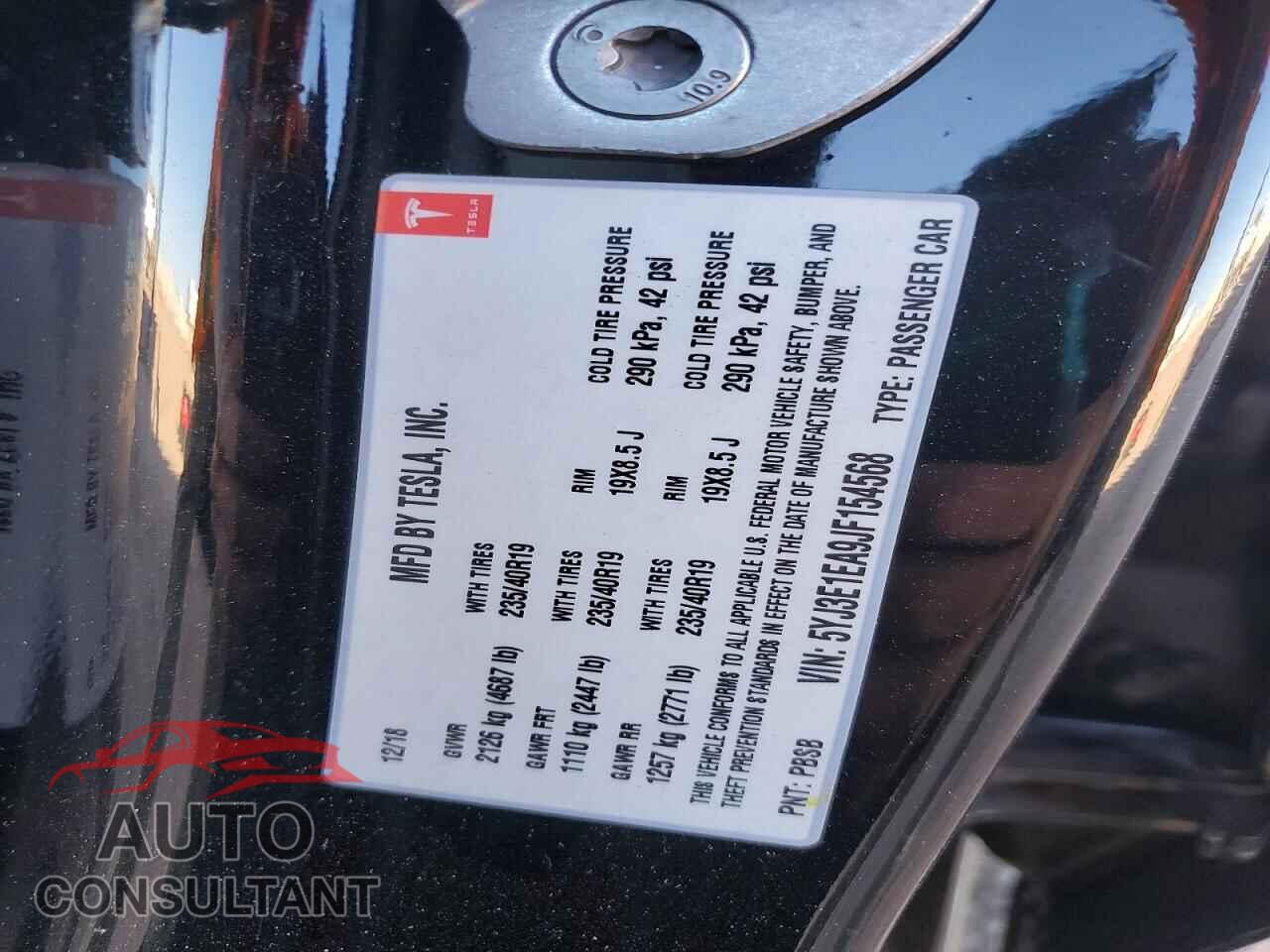 TESLA MODEL 3 2018 - 5YJ3E1EA9JF154568