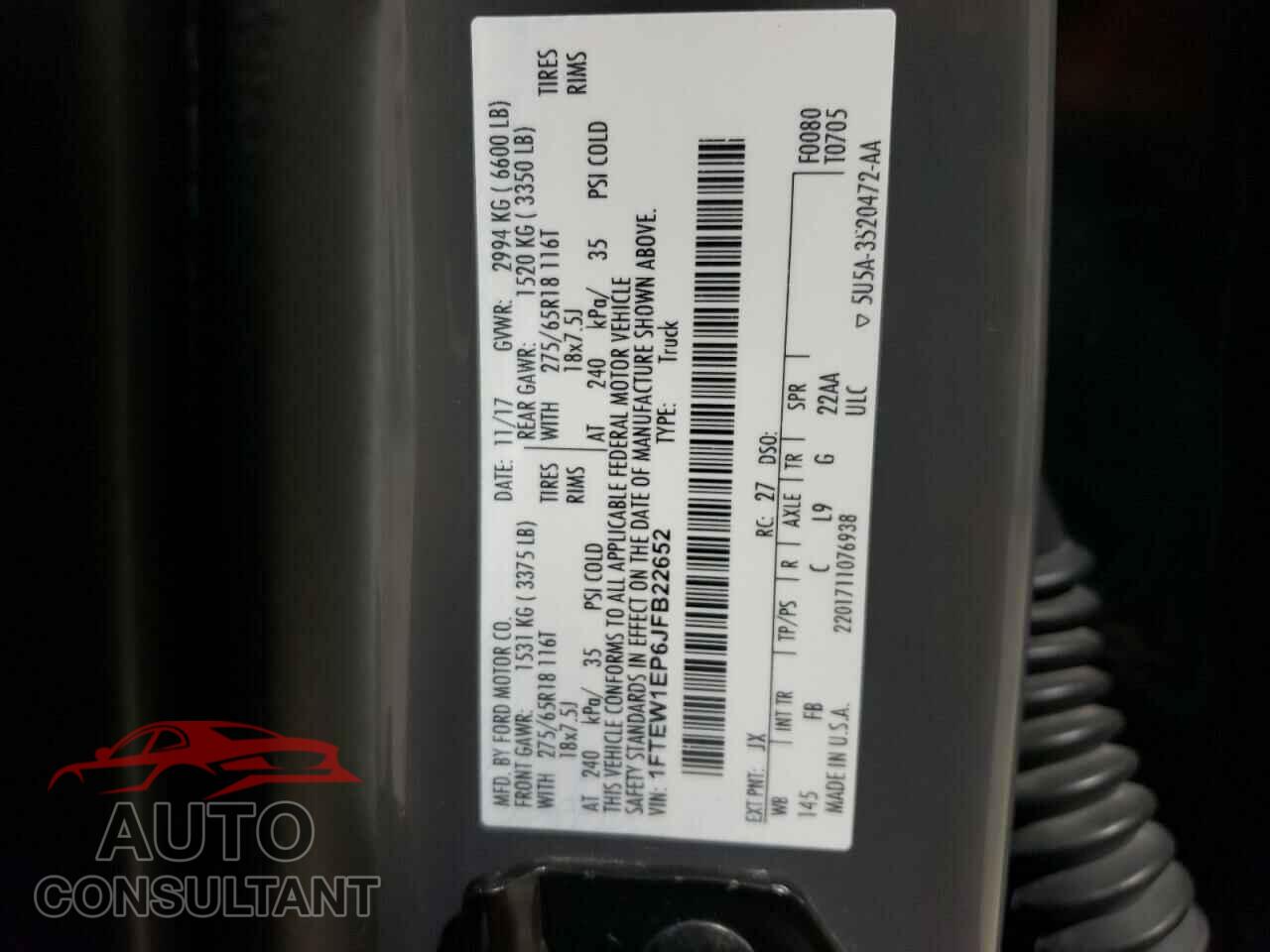 FORD F-150 2018 - 1FTEW1EP6JFB22652