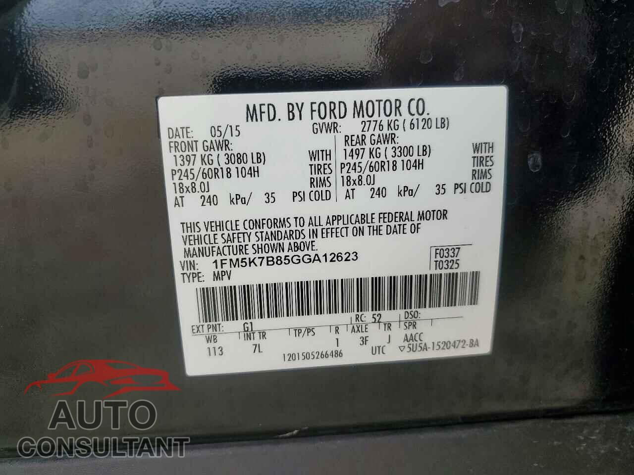 FORD EXPLORER 2016 - 1FM5K7B85GGA12623