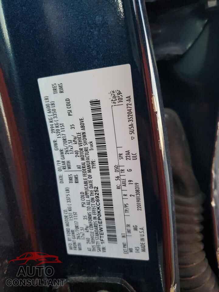 FORD F-150 2019 - 1FTEW1EP0KKC69252