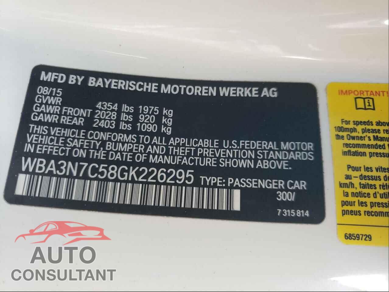 BMW 4 SERIES 2016 - WBA3N7C58GK226295