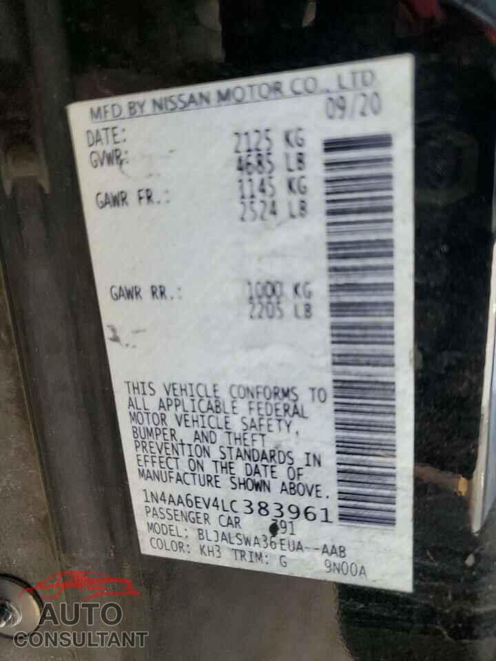 NISSAN MAXIMA 2020 - 1N4AA6EV4LC383961