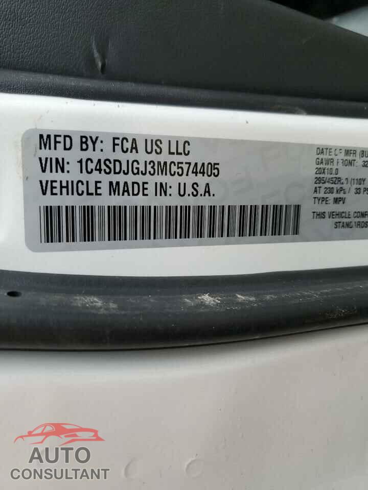 DODGE DURANGO 2021 - 1C4SDJGJ3MC574405