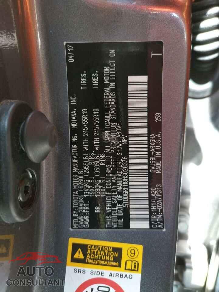 TOYOTA HIGHLANDER 2017 - 5TDDGRFH8HS028376