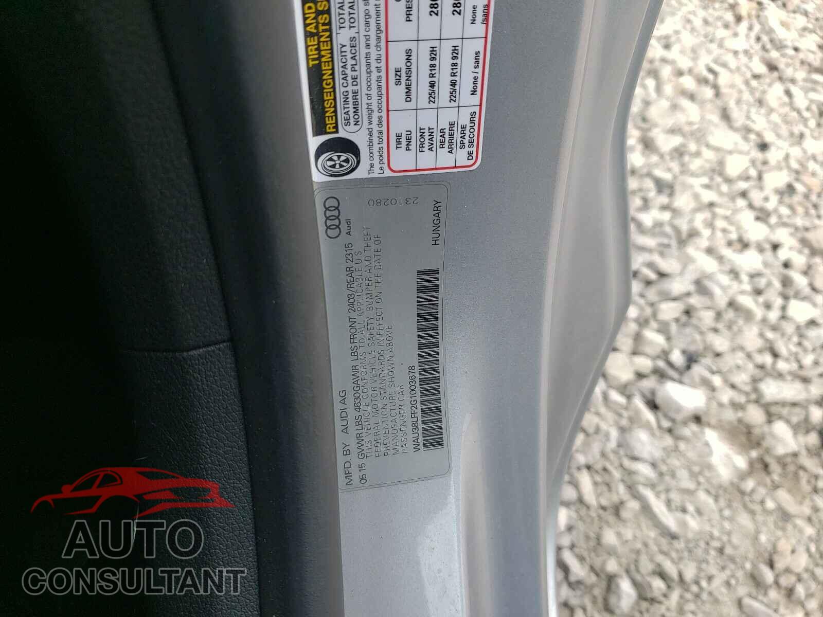 AUDI A3 2016 - WAU38LFF2G1003678