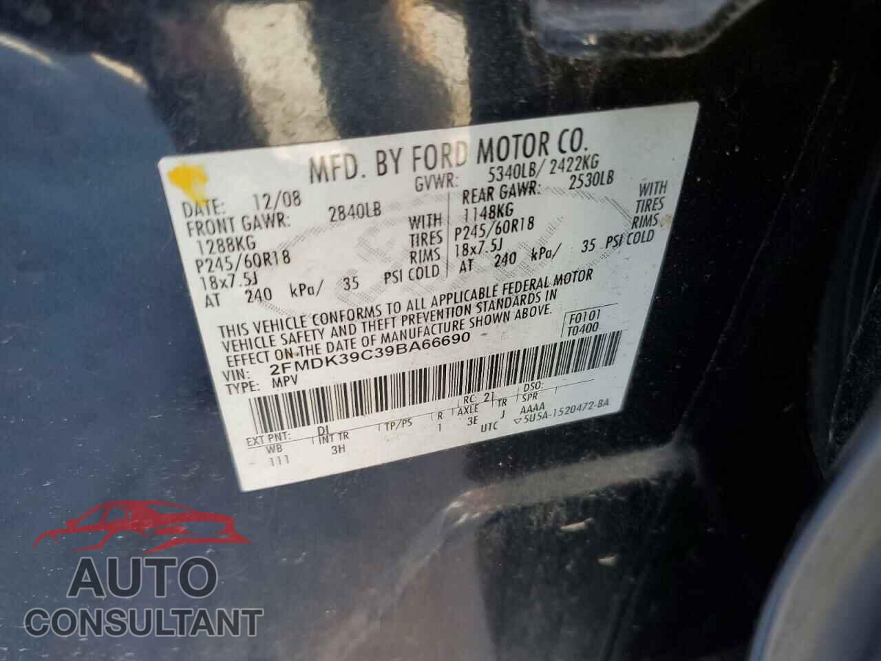 FORD EDGE 2009 - 2FMDK39C39BA66690