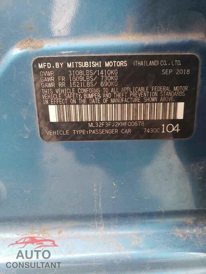 MITSUBISHI MIRAGE 2019 - ML32F3FJ2KHF00678