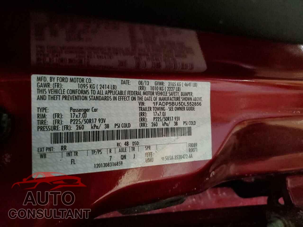 FORD CMAX 2013 - 1FADP5BU5DL552856