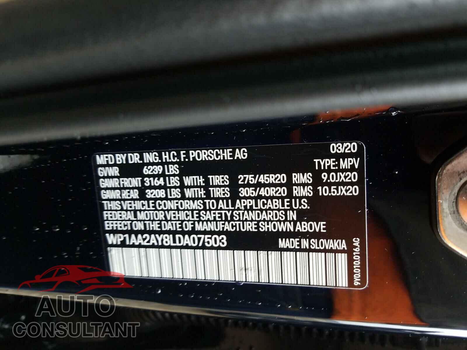 PORSCHE CAYENNE 2020 - WP1AA2AY8LDA07503