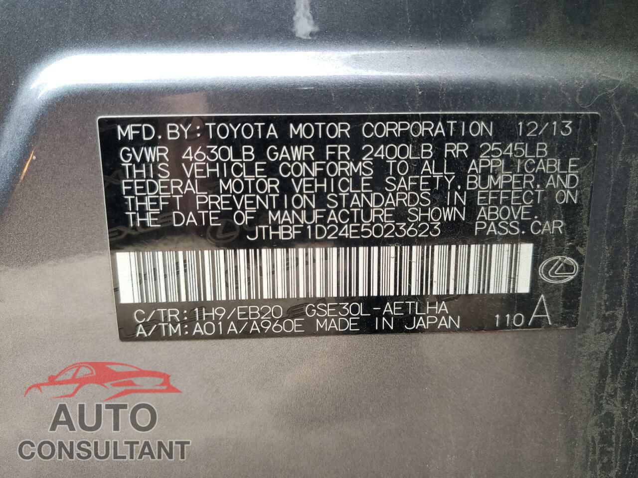 LEXUS IS 2014 - JTHBF1D24E5023623