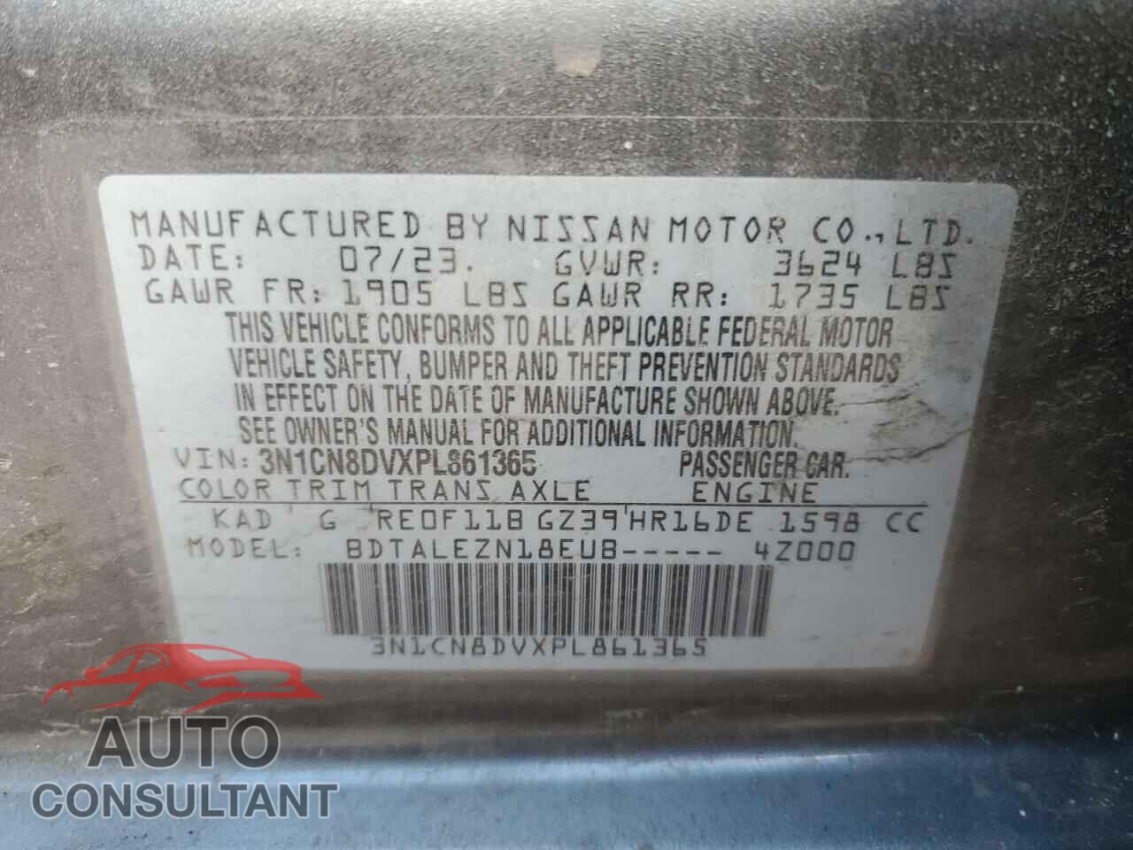 NISSAN VERSA 2023 - 3N1CN8DVXPL861365