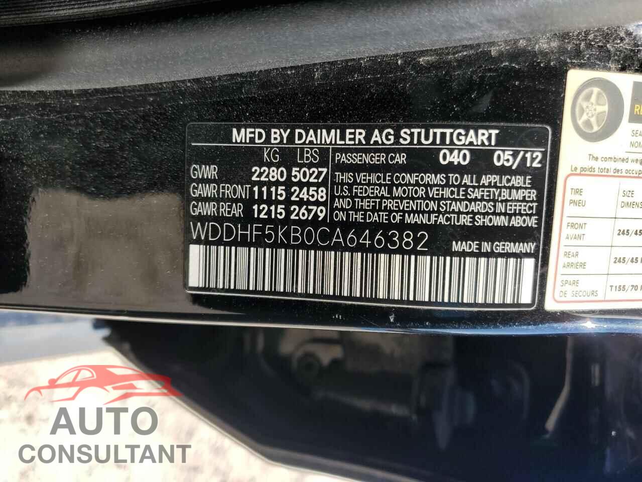 MERCEDES-BENZ E-CLASS 2012 - WDDHF5KB0CA646382
