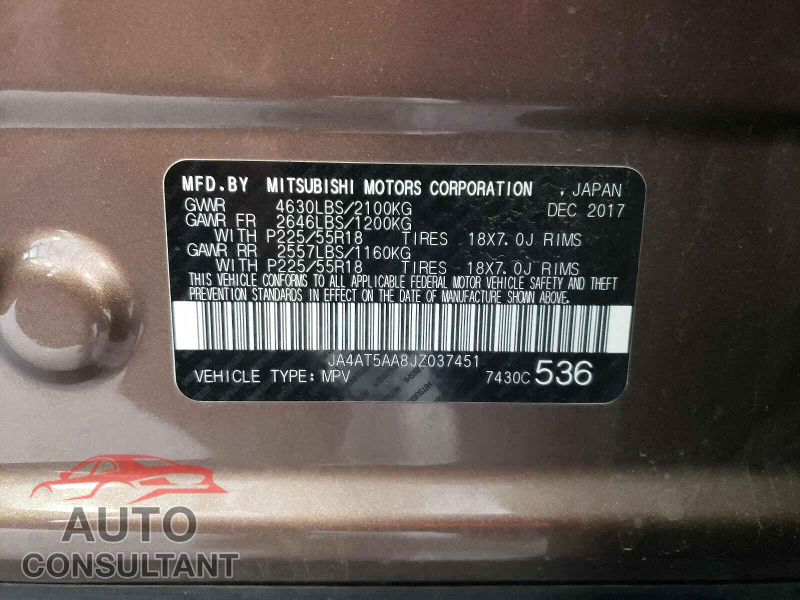 MITSUBISHI ECLIPSE 2018 - JA4AT5AA8JZ037451