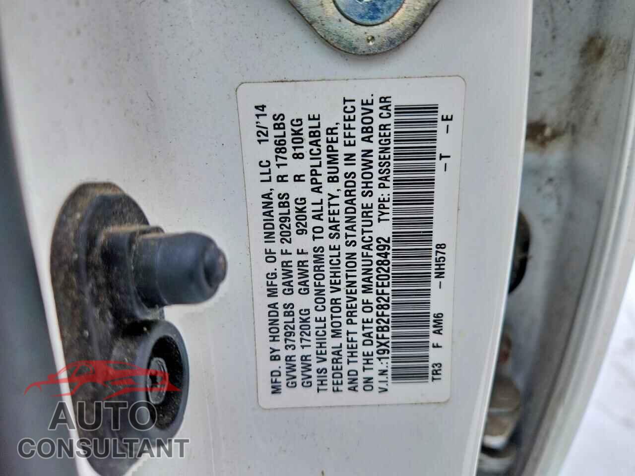 HONDA CIVIC 2015 - 19XFB2F82FE028492