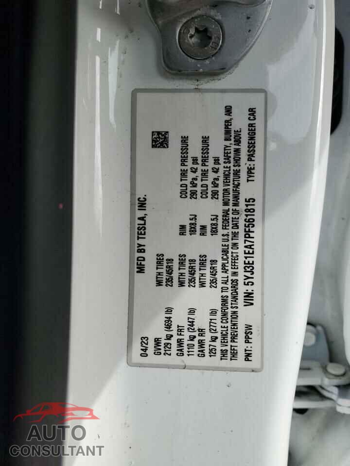 TESLA MODEL 3 2023 - 5YJ3E1EA7PF561815