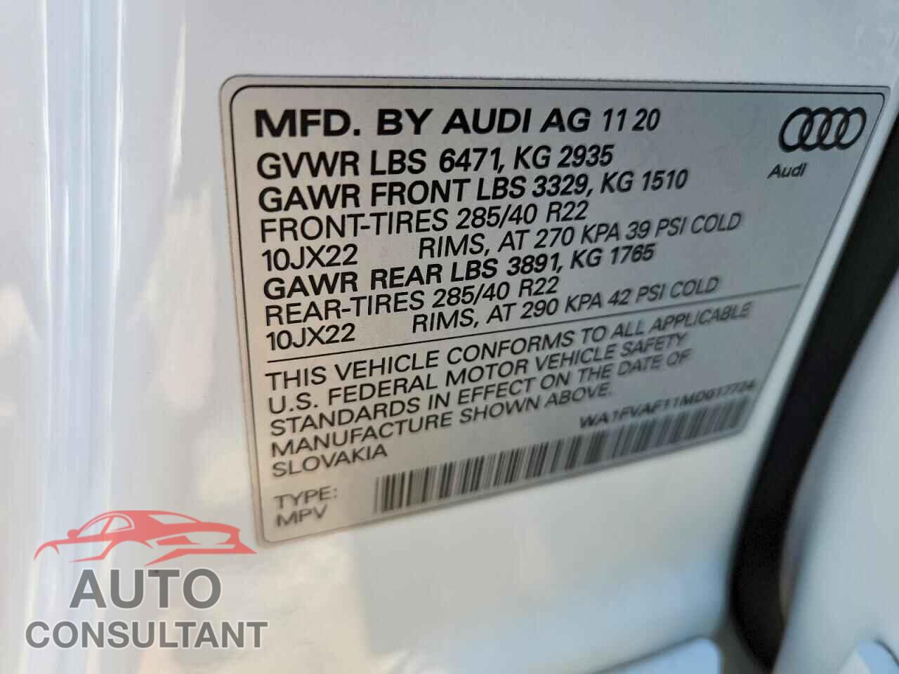 AUDI Q8 2021 - WA1FVAF11MD017724