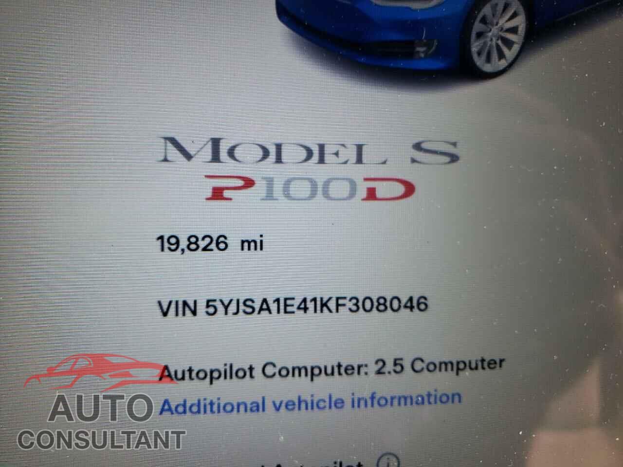 TESLA MODEL S 2019 - 5YJSA1E41KF308046