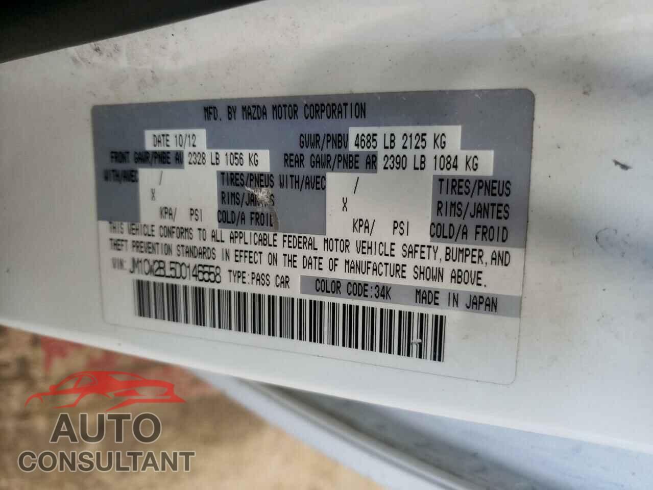 MAZDA 5 2013 - JM1CW2BL5D0146558