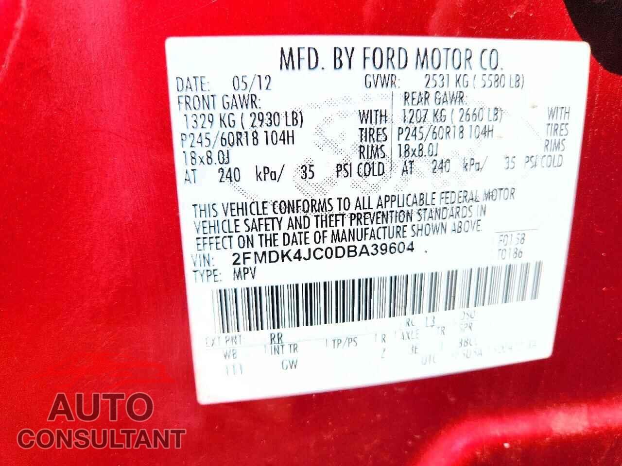 FORD EDGE 2013 - 2FMDK4JC0DBA39604
