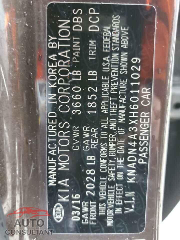KIA RIO 2017 - KNADN4A3XH6011029