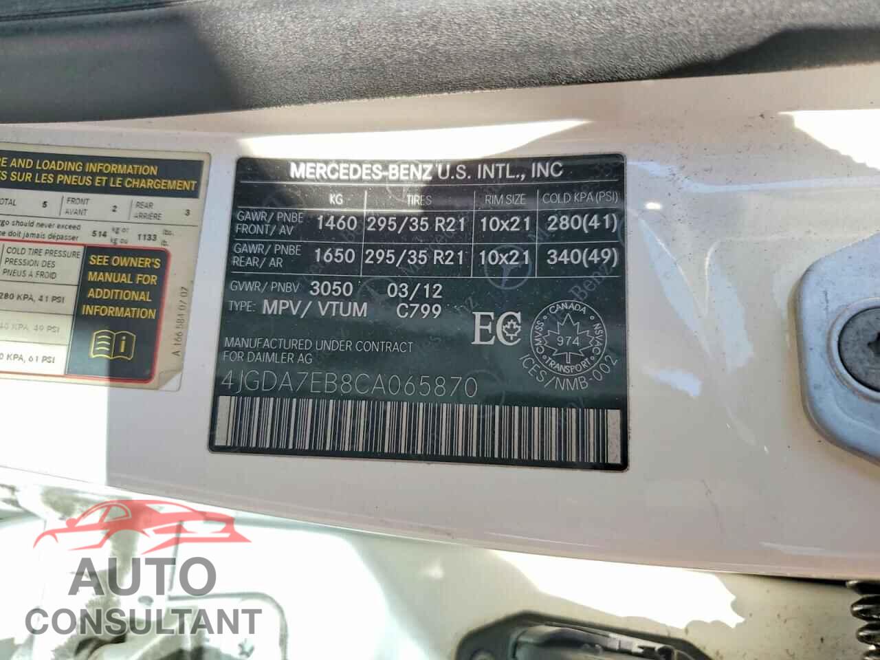 MERCEDES-BENZ M-CLASS 2012 - 4JGDA7EB8CA065870