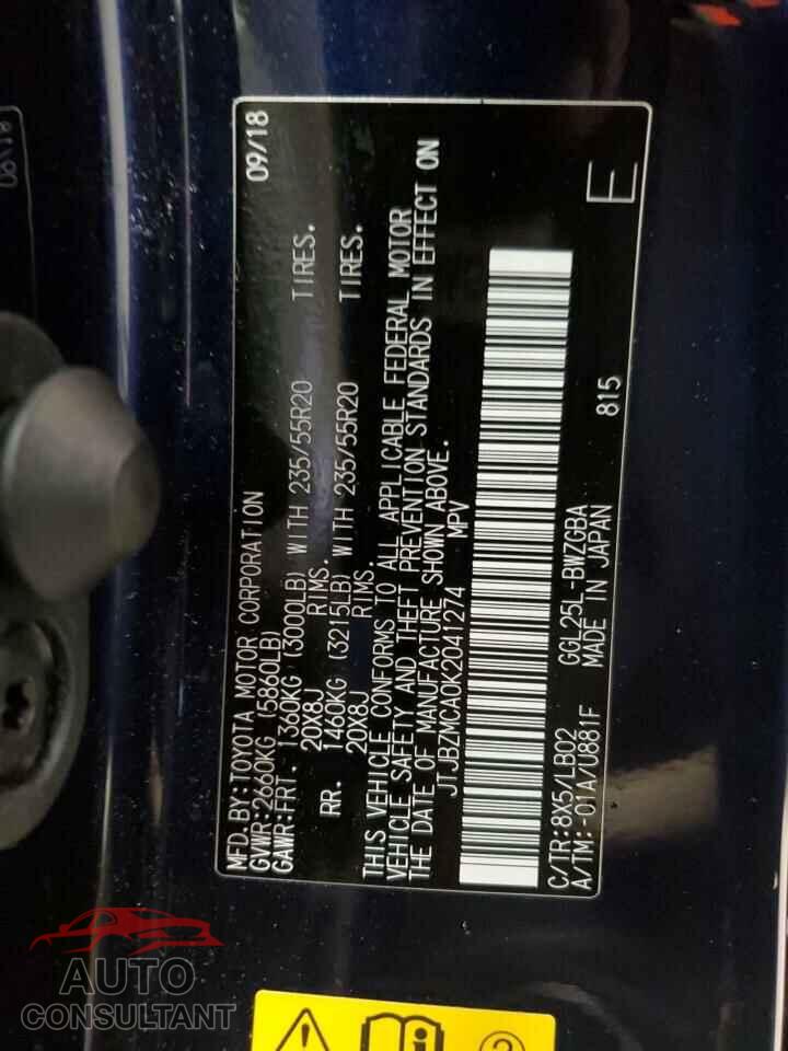 LEXUS RX350 2019 - JTJBZMCA0K2041274