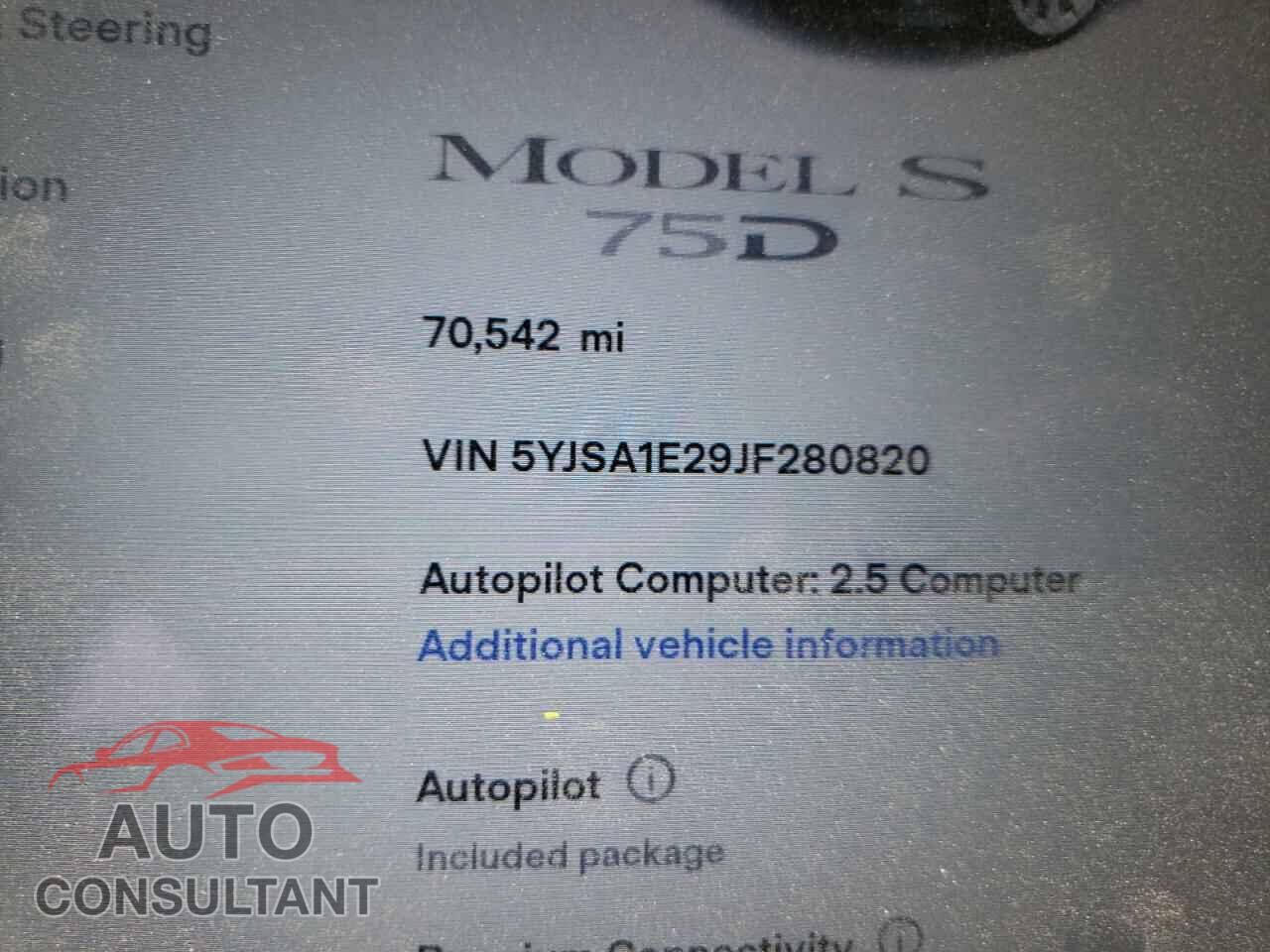 TESLA MODEL S 2018 - 5YJSA1E29JF280820