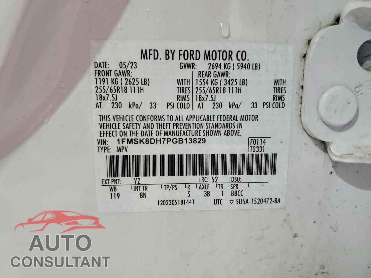 FORD EXPLORER 2023 - 1FMSK8DH7PGB13829