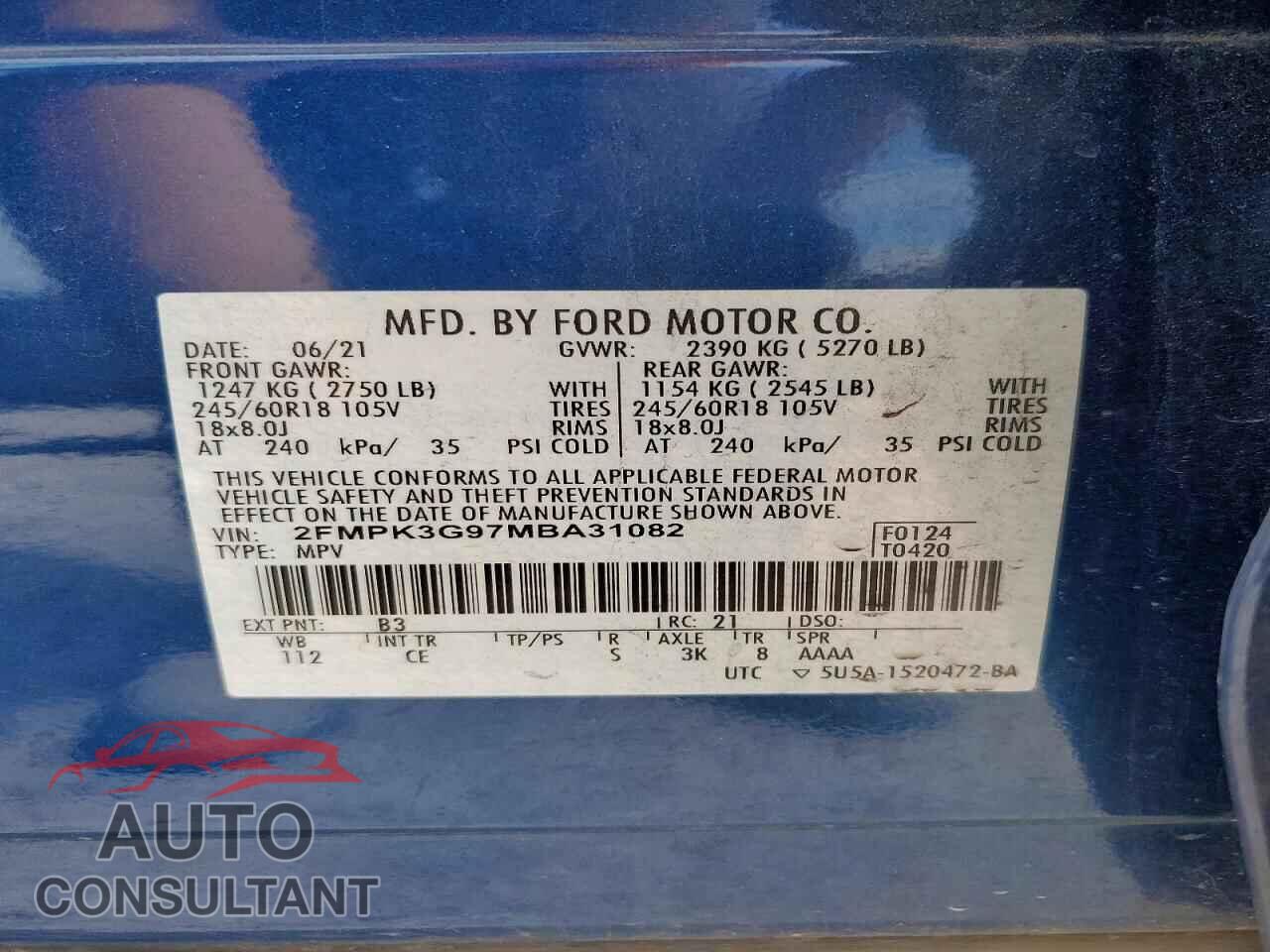 FORD EDGE 2021 - 2FMPK3G97MBA31082